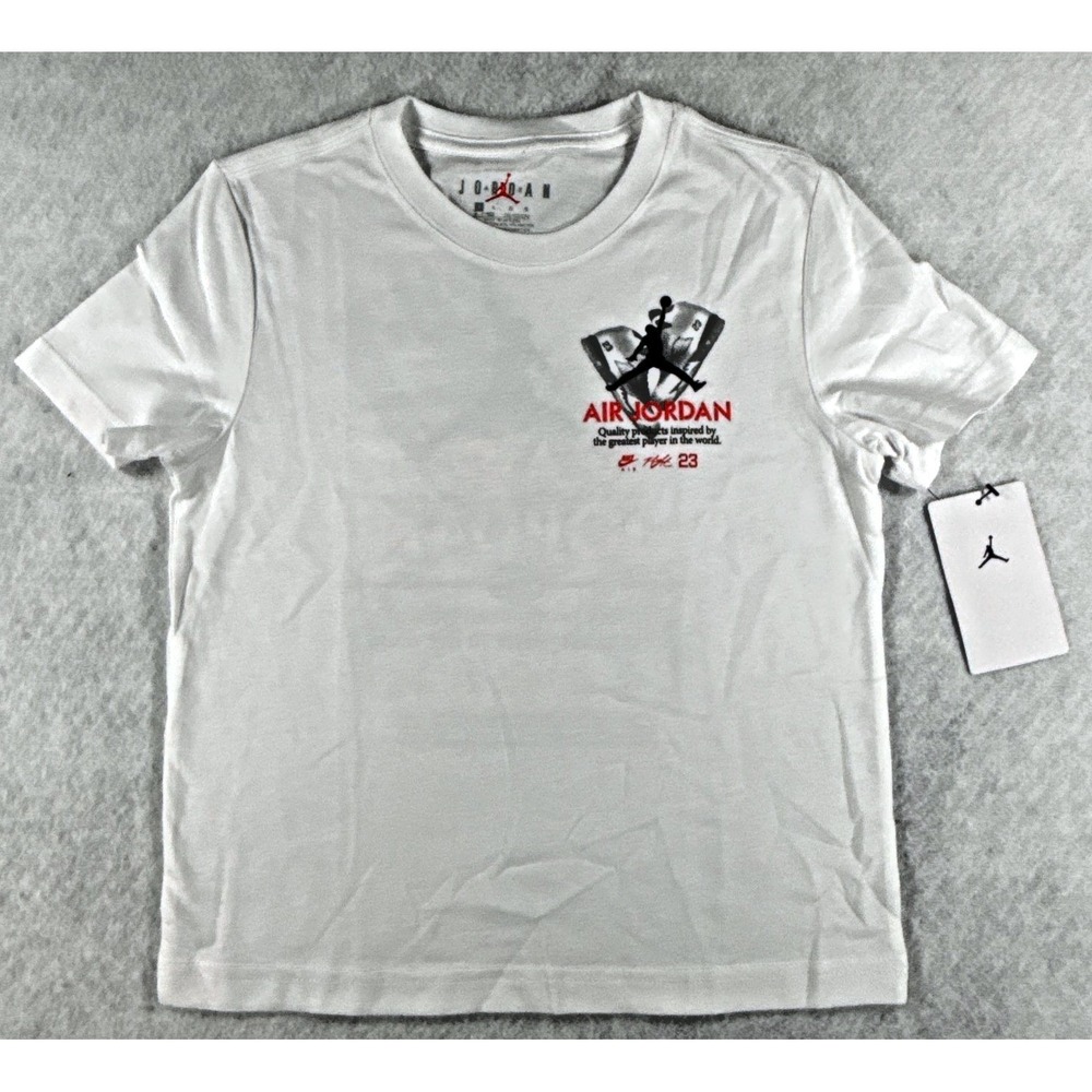 Air Jordan Youth Medium 5-6 Years White Sneaker Graphic T Shirt NWT
